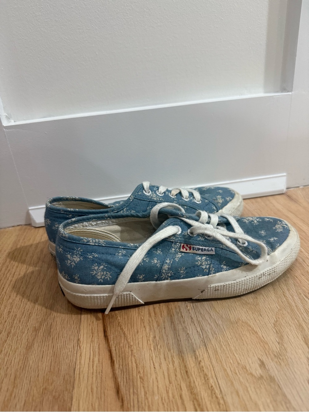 Superga Denim Blue Floral Lace-Up Sneakers